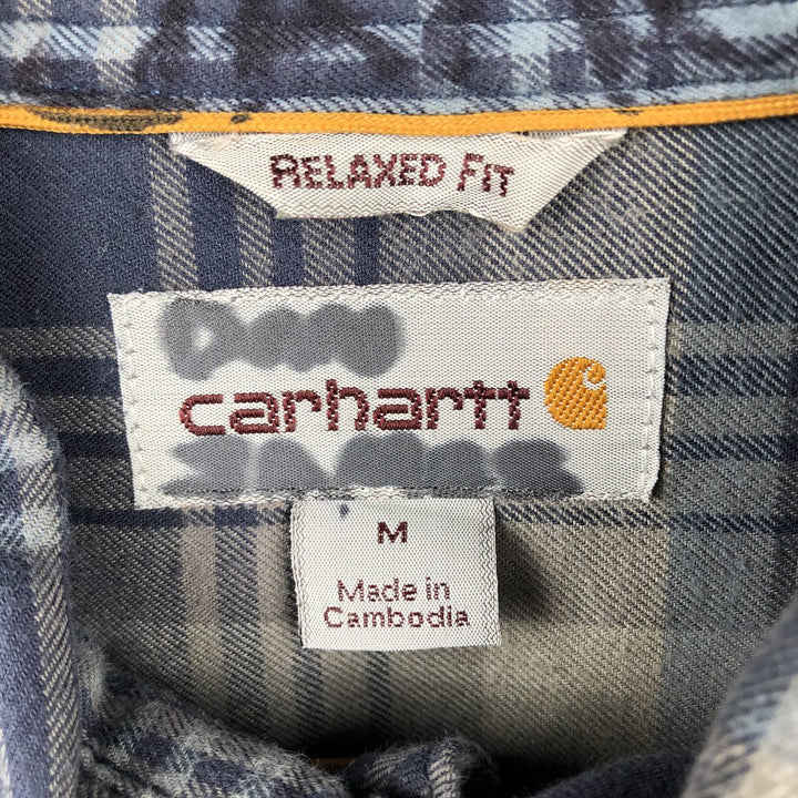 Carhartt Relaxed Fit Force Long-Sleeve Light Flannel Check Shirt, Men's Size M (approx.) cotton gray type Vintage Second Hand