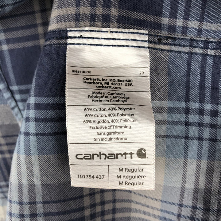 Carhartt Relaxed Fit Force Long-Sleeve Light Flannel Check Shirt, Men's Size M (approx.) cotton gray type Vintage Second Hand