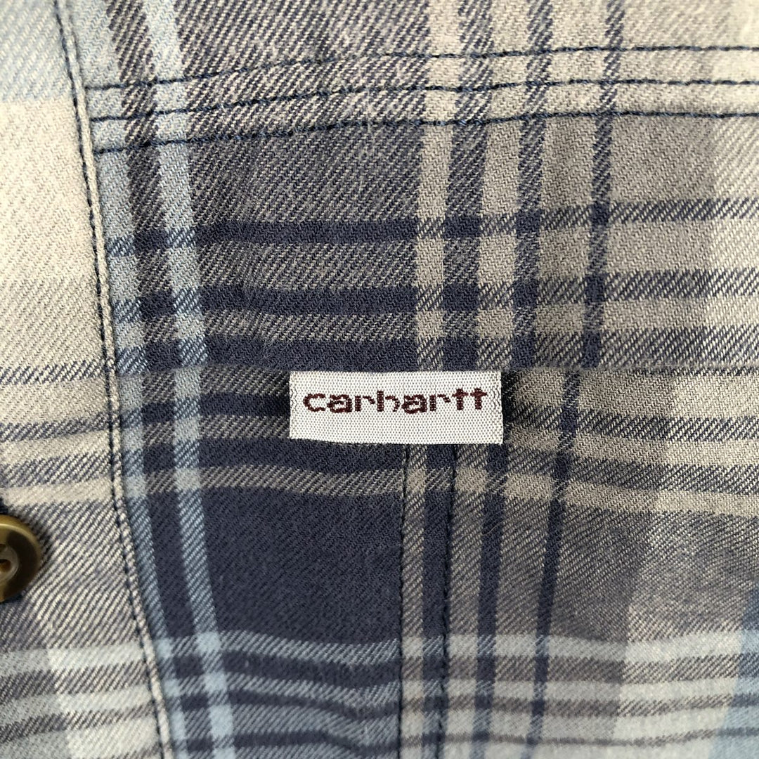 Carhartt Relaxed Fit Force Long-Sleeve Light Flannel Check Shirt, Men's Size M (approx.) cotton gray type Vintage Second Hand