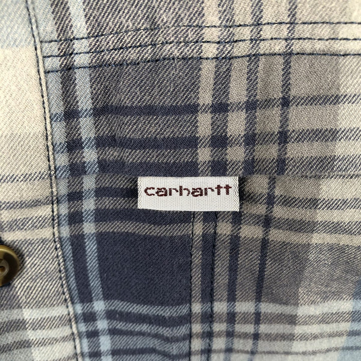 Carhartt Relaxed Fit Force Long-Sleeve Light Flannel Check Shirt, Men's Size M (approx.) cotton gray type Vintage Second Hand