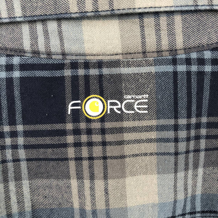 Carhartt Relaxed Fit Force Long-Sleeve Light Flannel Check Shirt, Men's Size M (approx.) cotton gray type Vintage Second Hand