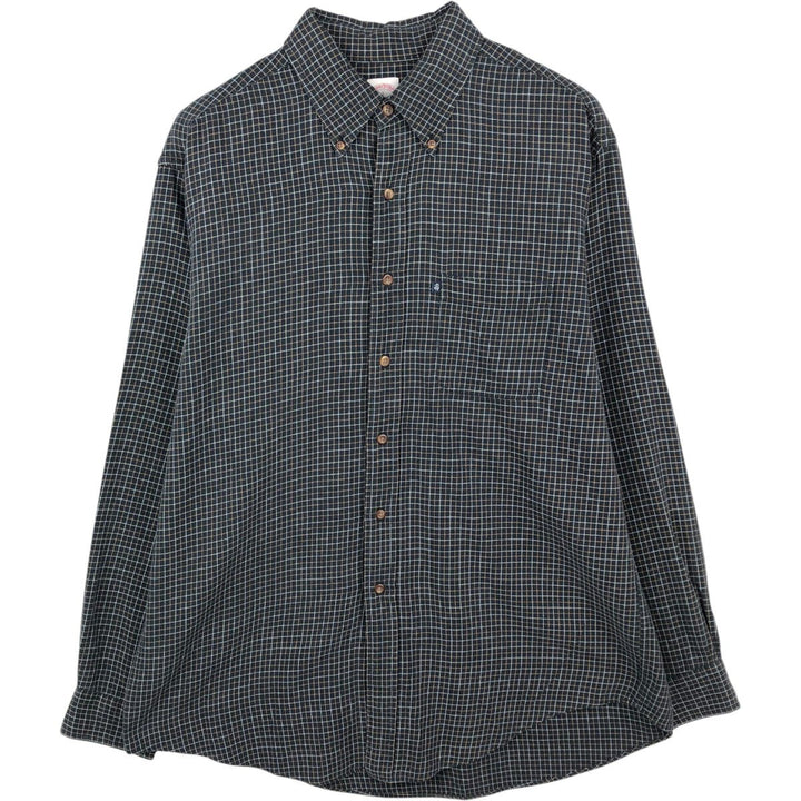 Brooks Brothers 346 Long Sleeve Button Down Light Flannel Check Shirt, Men's Size L cotton navy blue type Vintage Second Hand