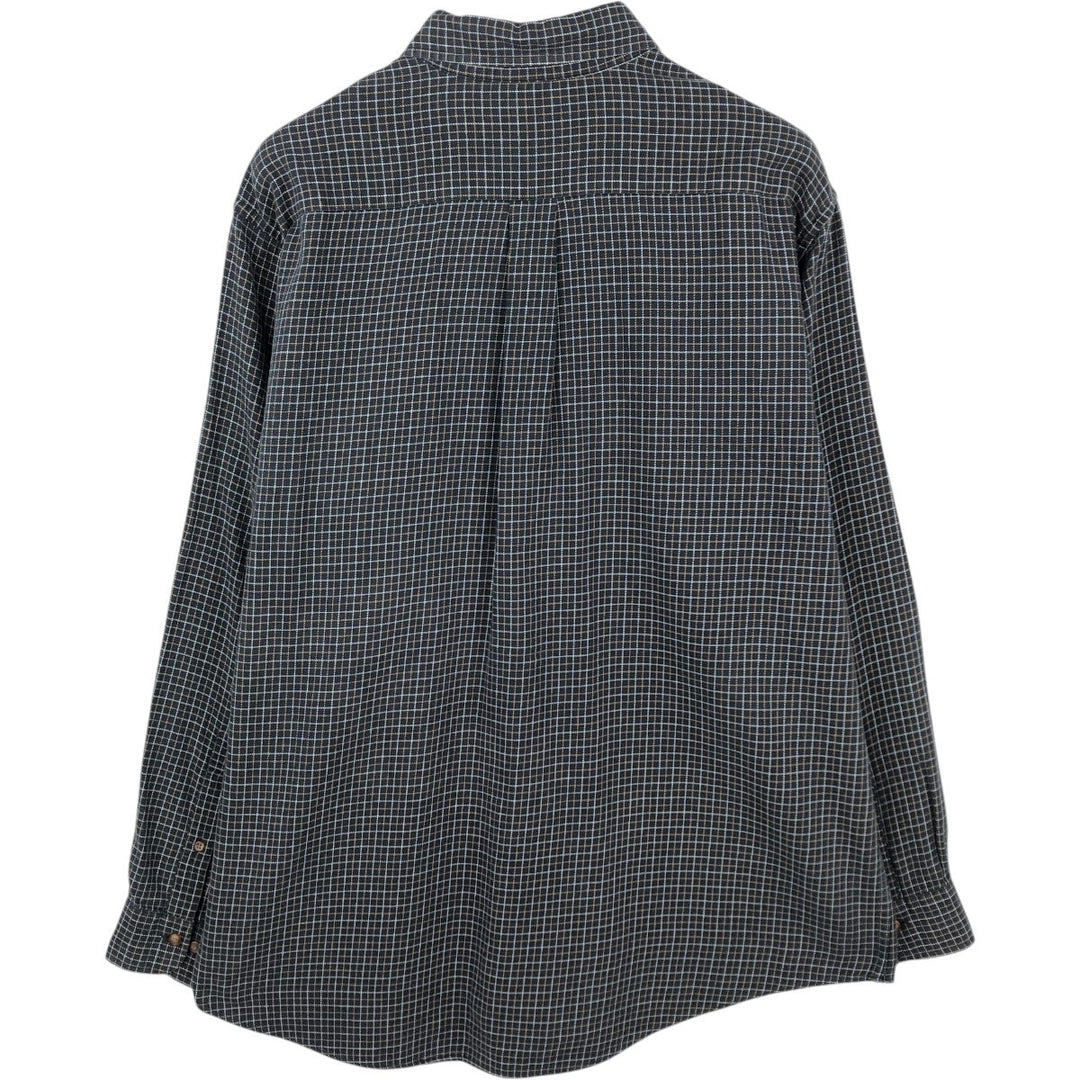 Brooks Brothers 346 Long Sleeve Button Down Light Flannel Check Shirt, Men's Size L cotton navy blue type Vintage Second Hand