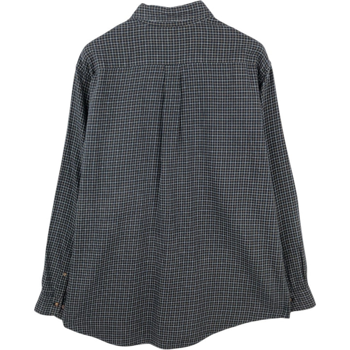 Brooks Brothers 346 Long Sleeve Button Down Light Flannel Check Shirt, Men's Size L cotton navy blue type Vintage Second Hand