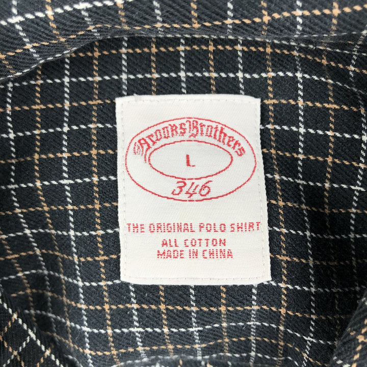 Brooks Brothers 346 Long Sleeve Button Down Light Flannel Check Shirt, Men's Size L cotton navy blue type Vintage Second Hand
