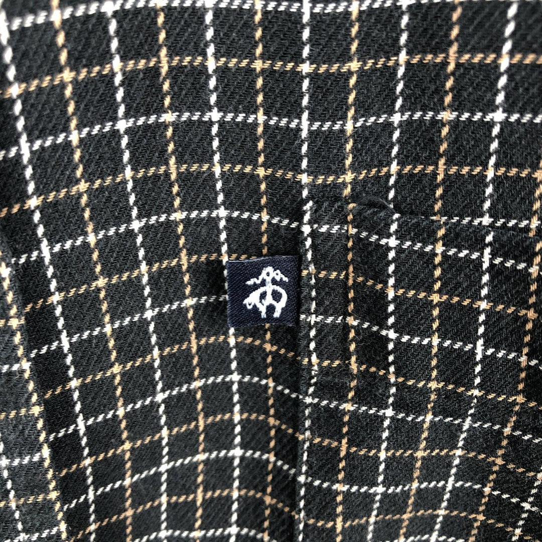 Brooks Brothers 346 Long Sleeve Button Down Light Flannel Check Shirt, Men's Size L cotton navy blue type Vintage Second Hand