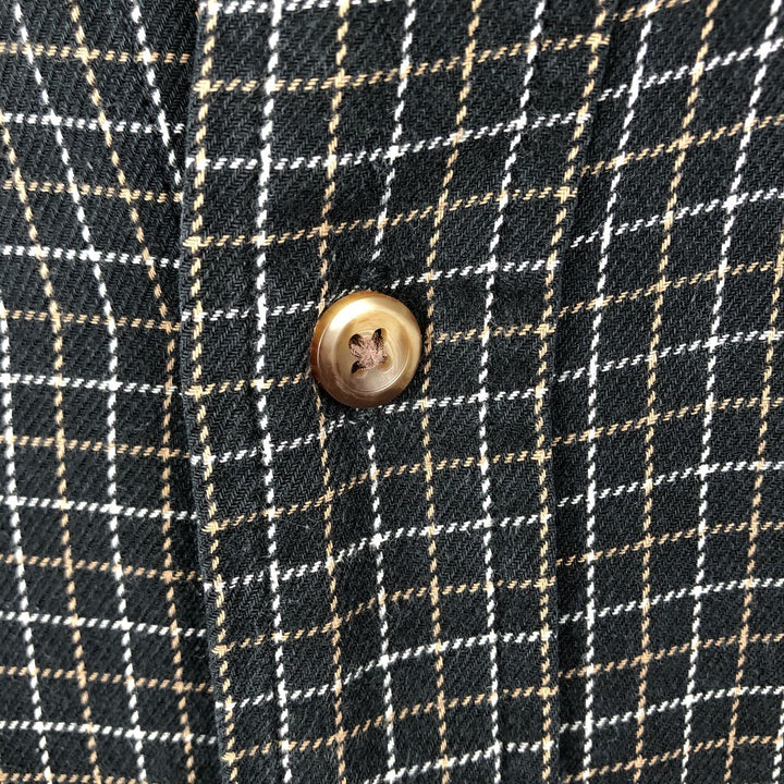 Brooks Brothers 346 Long Sleeve Button Down Light Flannel Check Shirt, Men's Size L cotton navy blue type Vintage Second Hand