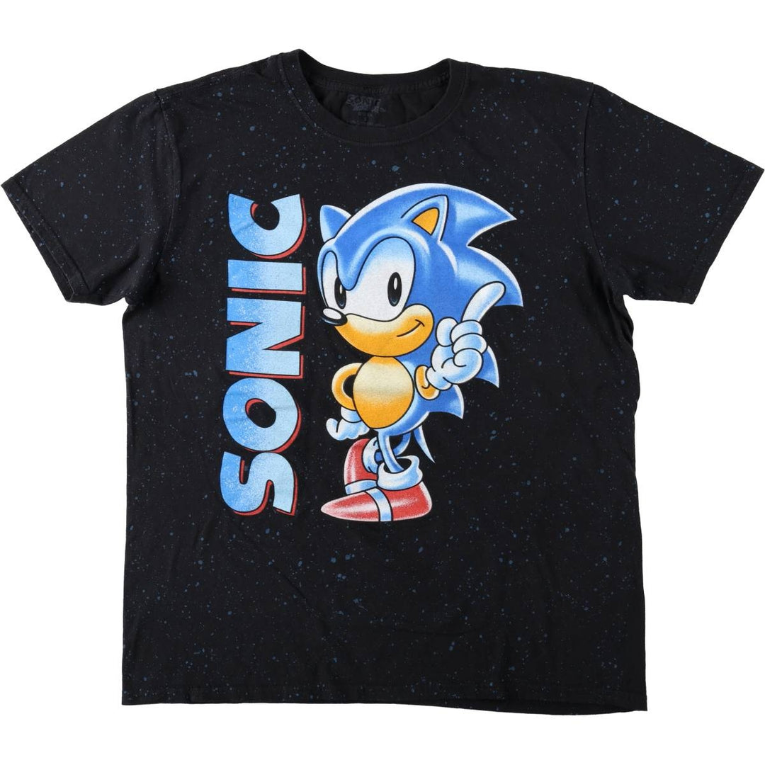 SONIC (Sonic the Hedgehog) Anime Character Print T-Shirt, Men's Size L (approx.) cotton black type Vintage Second Hand