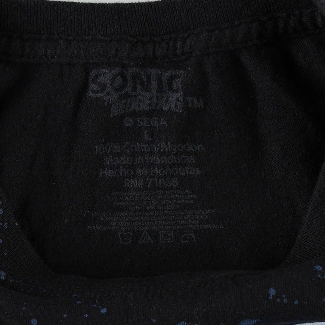SONIC (Sonic the Hedgehog) Anime Character Print T-Shirt, Men's Size L (approx.) cotton black type Vintage Second Hand