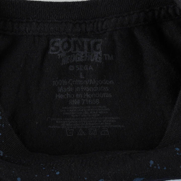 SONIC (Sonic the Hedgehog) Anime Character Print T-Shirt, Men's Size L (approx.) cotton black type Vintage Second Hand