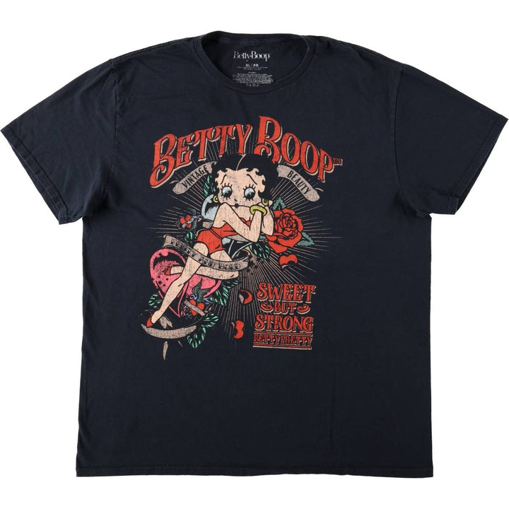 BETTY BOOP character print T-shirt, men's size XL. cotton black type Vintage Second Hand