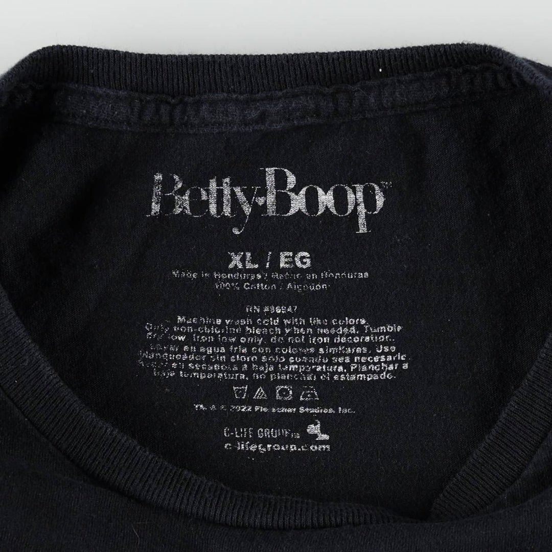 BETTY BOOP character print T-shirt, men's size XL. cotton black type Vintage Second Hand