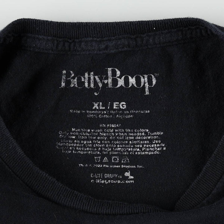 BETTY BOOP character print T-shirt, men's size XL. cotton black type Vintage Second Hand
