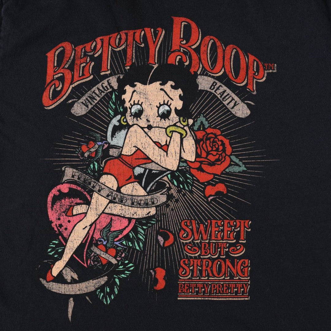 BETTY BOOP character print T-shirt, men's size XL. cotton black type Vintage Second Hand