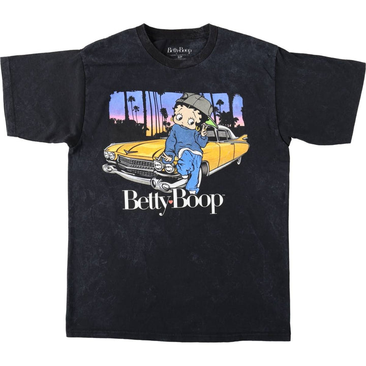 BETTY BOOP character print T-shirt, men's size S. cotton black type Vintage Second Hand