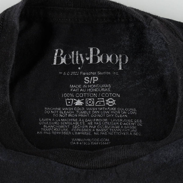 BETTY BOOP character print T-shirt, men's size S. cotton black type Vintage Second Hand