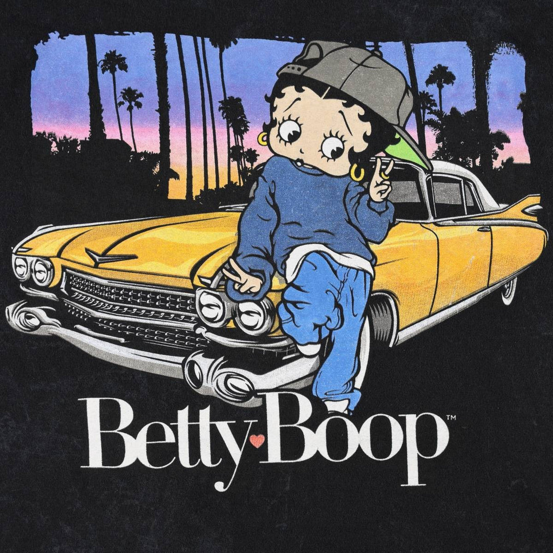BETTY BOOP character print T-shirt, men's size S. cotton black type Vintage Second Hand