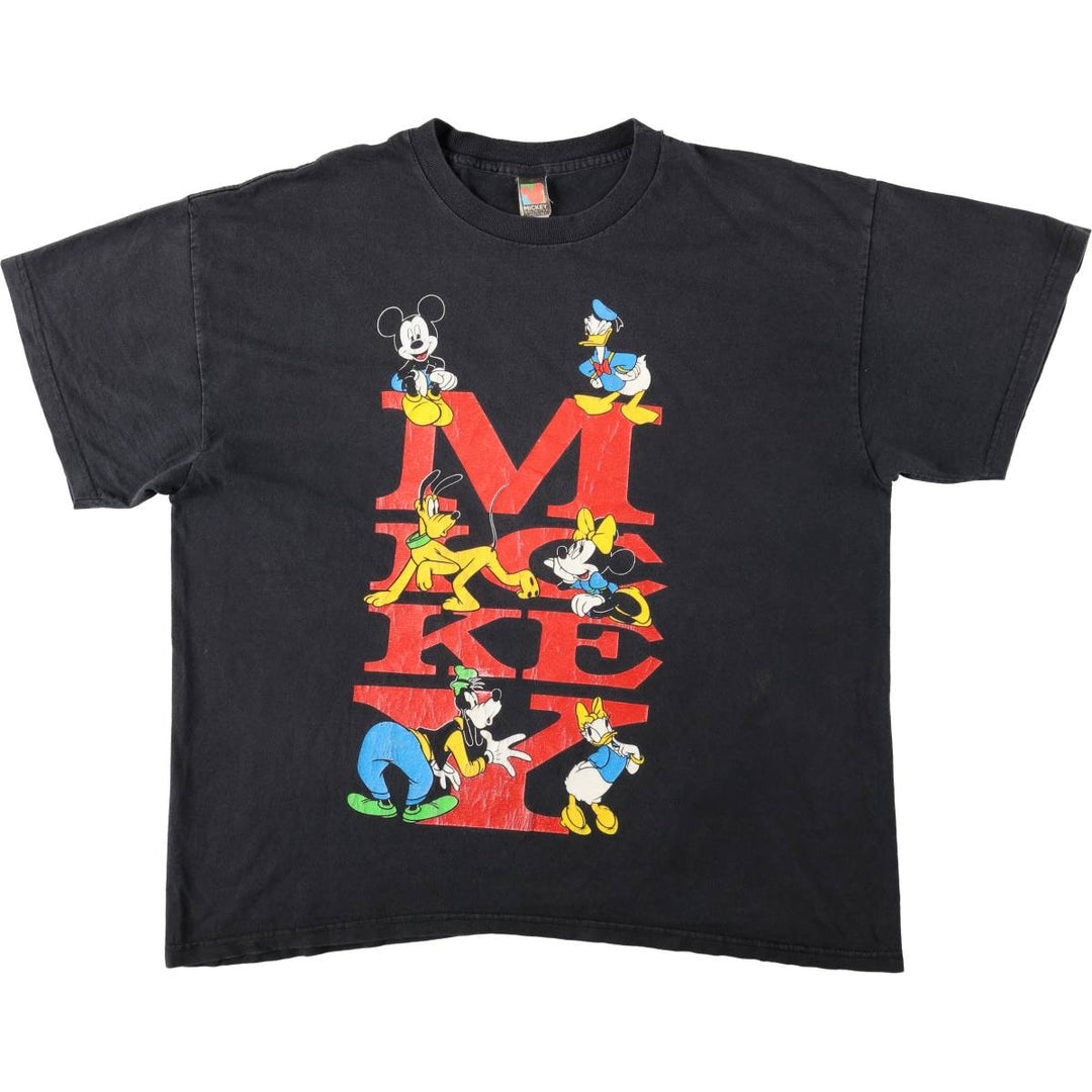 90'S Disney character print t-shirt, men's size XL equivalent, vintage. unclear black type Vintage Second Hand