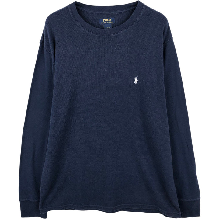 Ralph Lauren POLO RALPH LAUREN Thermal Long T-shirt, Honeycomb, Men's XL cotton navy blue type Vintage Second Hand