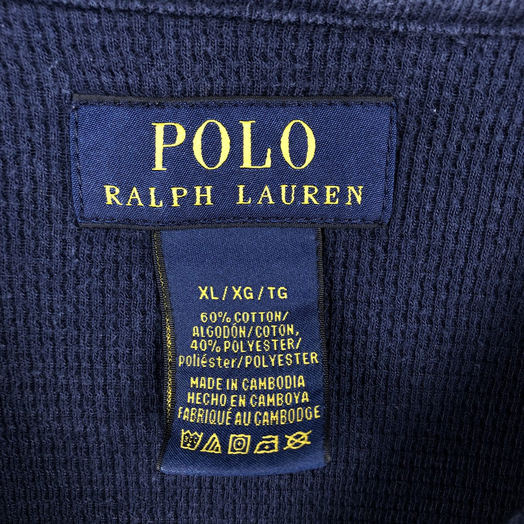 Ralph Lauren POLO RALPH LAUREN Thermal Long T-shirt, Honeycomb, Men's XL cotton navy blue type Vintage Second Hand