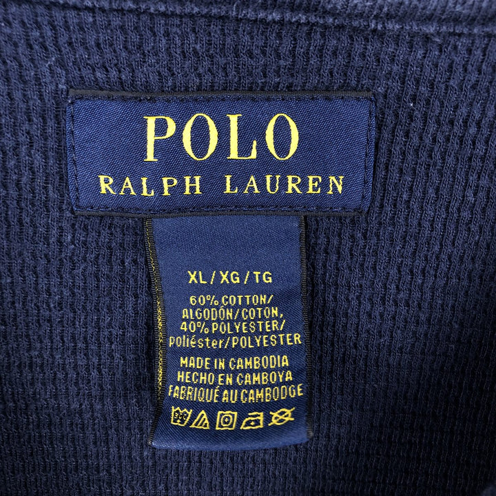 Ralph Lauren POLO RALPH LAUREN Thermal Long T-shirt, Honeycomb, Men's XL cotton navy blue type Vintage Second Hand