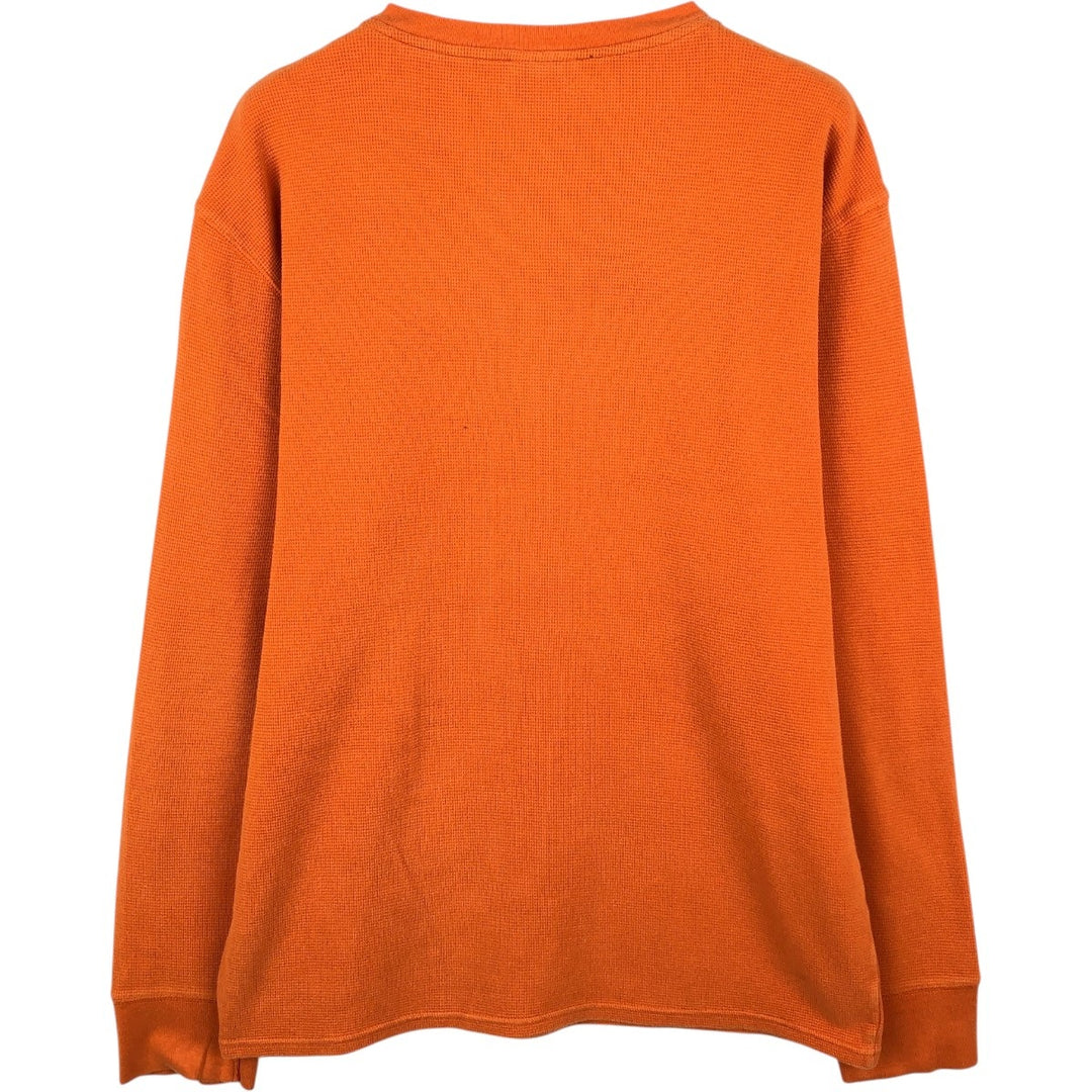 Ralph Lauren POLO RALPH LAUREN SLEEPWEAR V-neck Thermal Long-Sleeve T-shirt, Waffle Knit, Men's Size XL (approx.) cotton orange type Vintage Second Hand