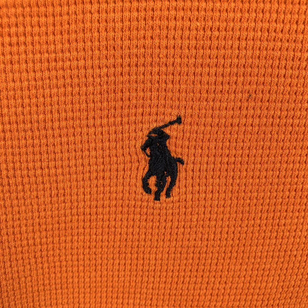 Ralph Lauren POLO RALPH LAUREN SLEEPWEAR V-neck Thermal Long-Sleeve T-shirt, Waffle Knit, Men's Size XL (approx.) cotton orange type Vintage Second Hand