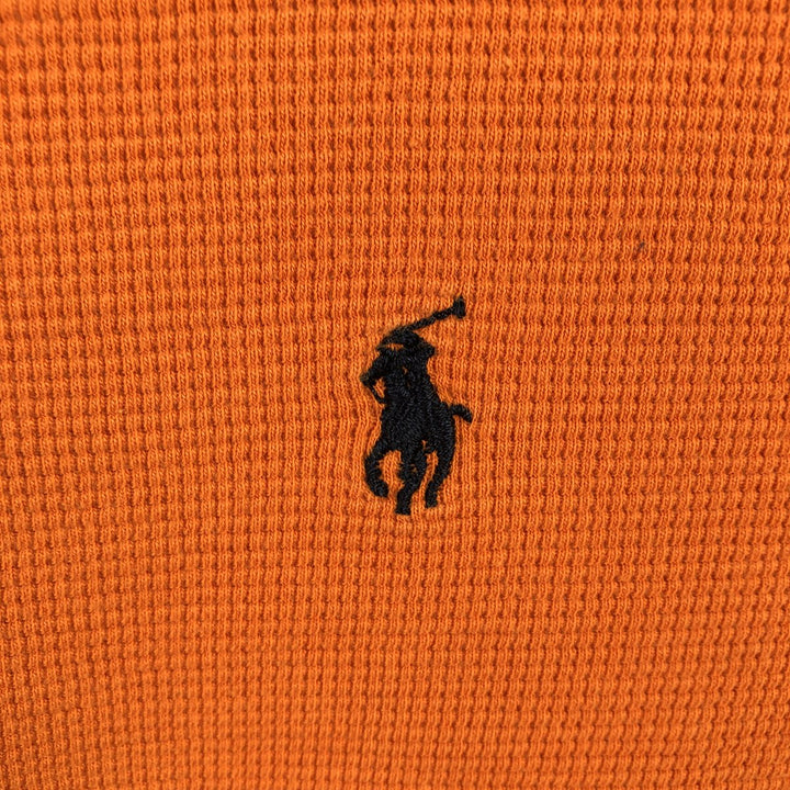 Ralph Lauren POLO RALPH LAUREN SLEEPWEAR V-neck Thermal Long-Sleeve T-shirt, Waffle Knit, Men's Size XL (approx.) cotton orange type Vintage Second Hand