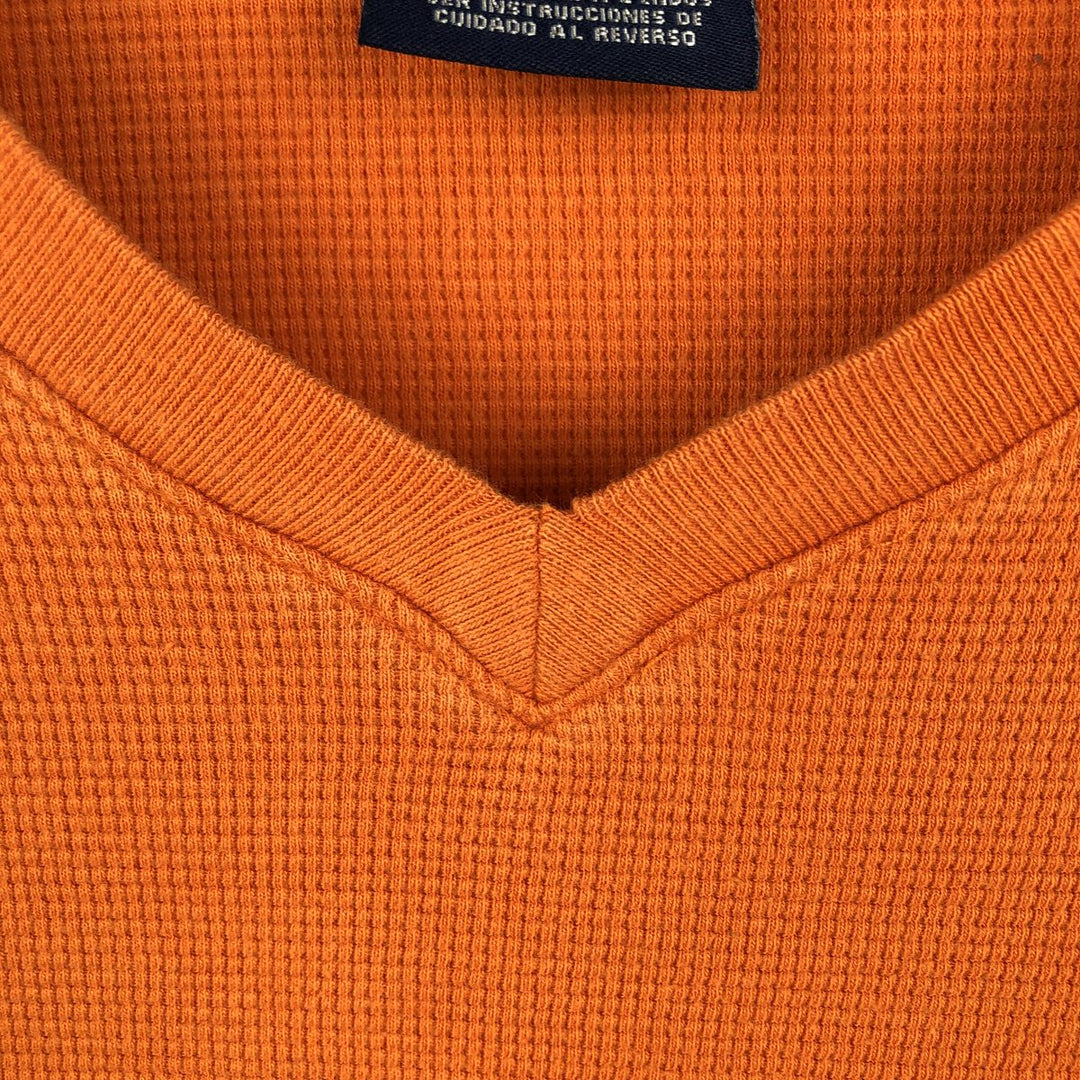Ralph Lauren POLO RALPH LAUREN SLEEPWEAR V-neck Thermal Long-Sleeve T-shirt, Waffle Knit, Men's Size XL (approx.) cotton orange type Vintage Second Hand