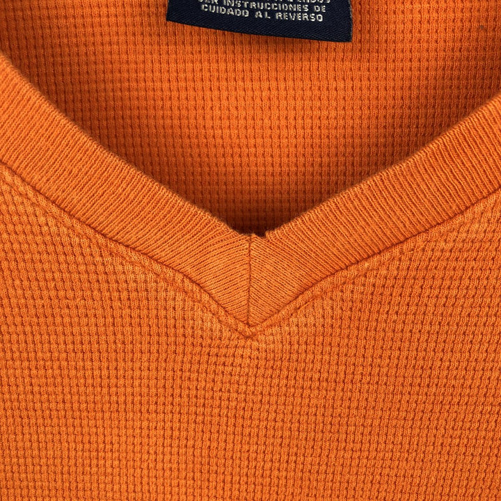 Ralph Lauren POLO RALPH LAUREN SLEEPWEAR V-neck Thermal Long-Sleeve T-shirt, Waffle Knit, Men's Size XL (approx.) cotton orange type Vintage Second Hand