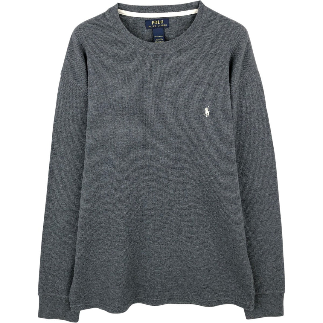 Ralph Lauren POLO RALPH LAUREN Thermal Long T-shirt Waffle Men's XXL cotton Charcoal Vintage Second Hand