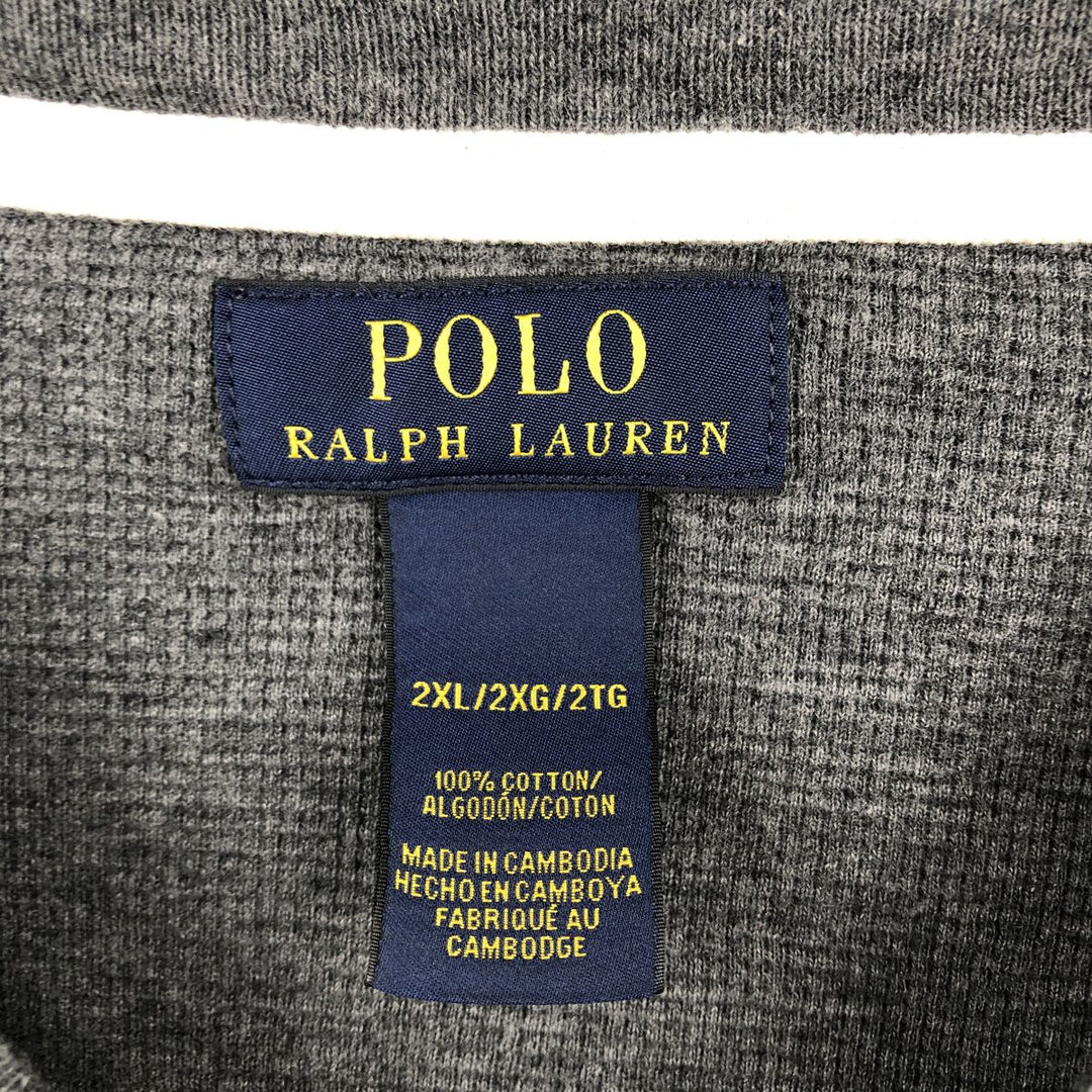 Ralph Lauren POLO RALPH LAUREN Thermal Long T-shirt Waffle Men's XXL cotton Charcoal Vintage Second Hand