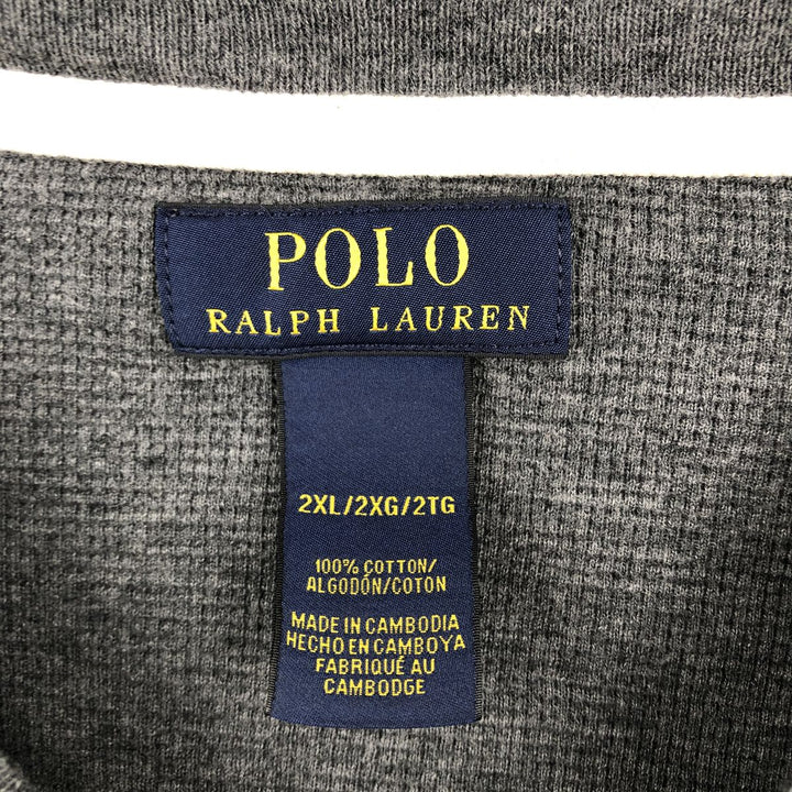 Ralph Lauren POLO RALPH LAUREN Thermal Long T-shirt Waffle Men's XXL cotton Charcoal Vintage Second Hand