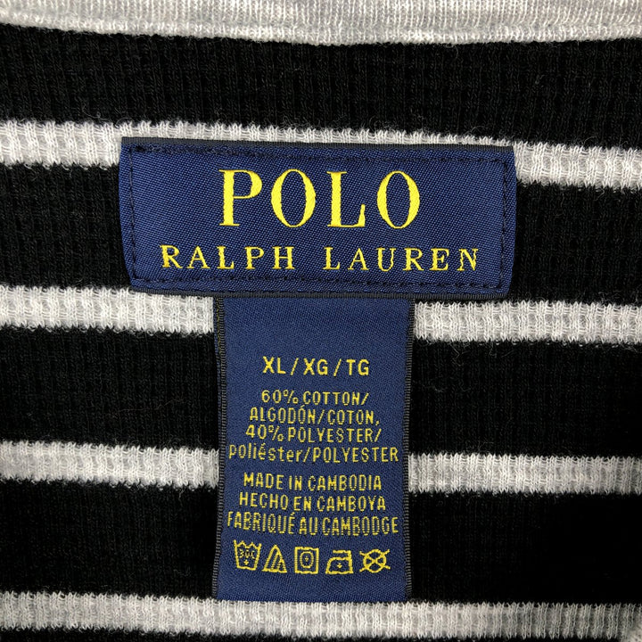 Ralph Lauren POLO RALPH LAUREN Border Pattern Thermal Long-Sleeve T-Shirt Honeycomb Men's XL equivalent cotton black type Vintage Second Hand