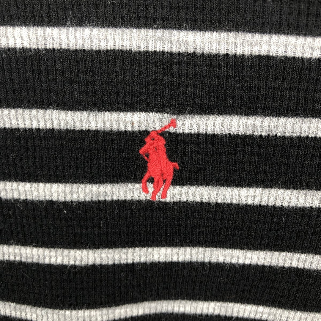 Ralph Lauren POLO RALPH LAUREN Border Pattern Thermal Long-Sleeve T-Shirt Honeycomb Men's XL equivalent cotton black type Vintage Second Hand