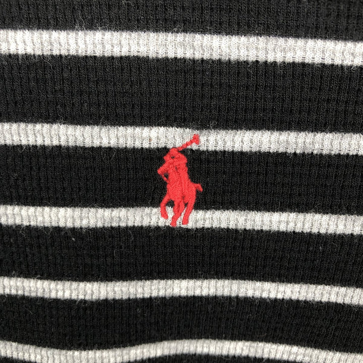 Ralph Lauren POLO RALPH LAUREN Border Pattern Thermal Long-Sleeve T-Shirt Honeycomb Men's XL equivalent cotton black type Vintage Second Hand