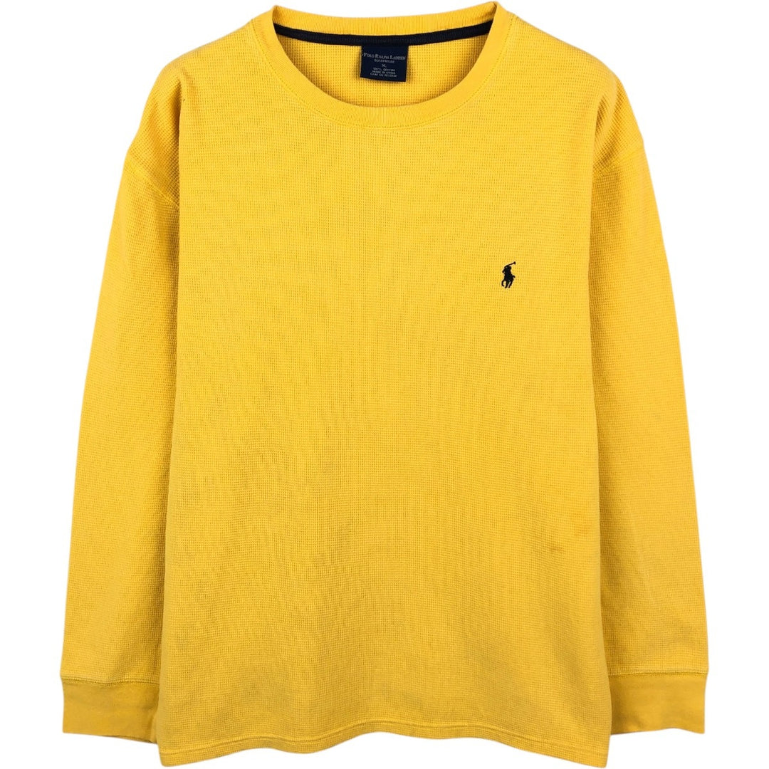 Ralph Lauren POLO RALPH LAUREN SLEEPWEAR Thermal Long T-shirt Waffle Men's XL cotton yellow type Vintage Second Hand