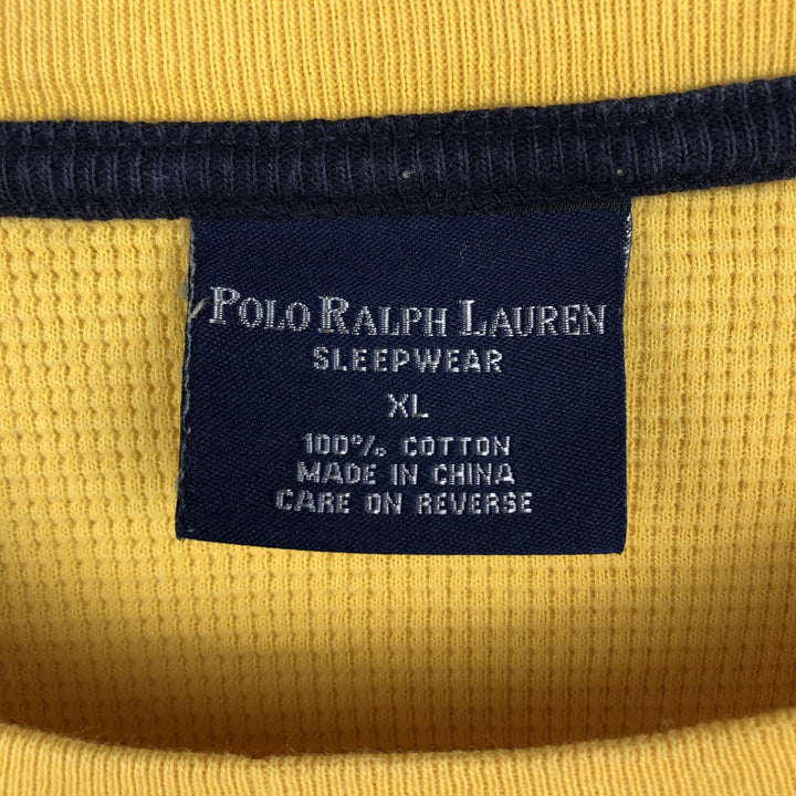 Ralph Lauren POLO RALPH LAUREN SLEEPWEAR Thermal Long T-shirt Waffle Men's XL cotton yellow type Vintage Second Hand