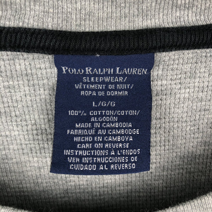 Ralph Lauren POLO RALPH LAUREN SLEEPWEAR Thermal Long T-shirt Waffle Men's L size cotton gray type Vintage Second Hand