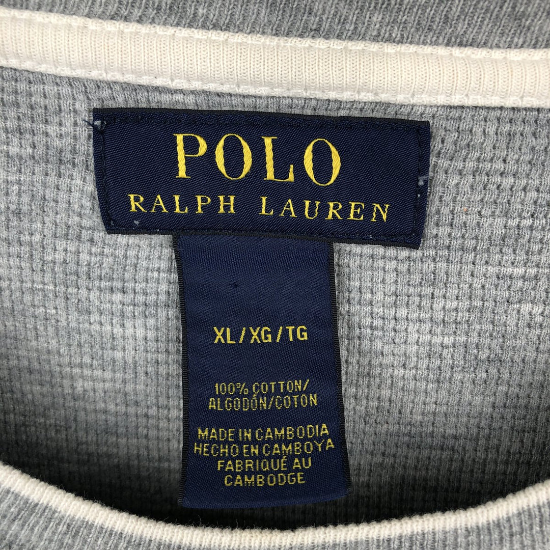 Ralph Lauren POLO RALPH LAUREN Thermal Long T-shirt Waffle Men's XL cotton gray type Vintage Second Hand