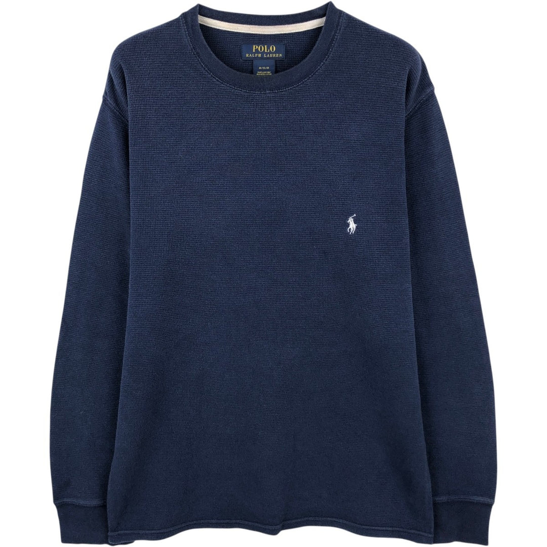 Ralph Lauren POLO RALPH LAUREN Thermal Long T-shirt Waffle Men's M size cotton navy blue type Vintage Second Hand