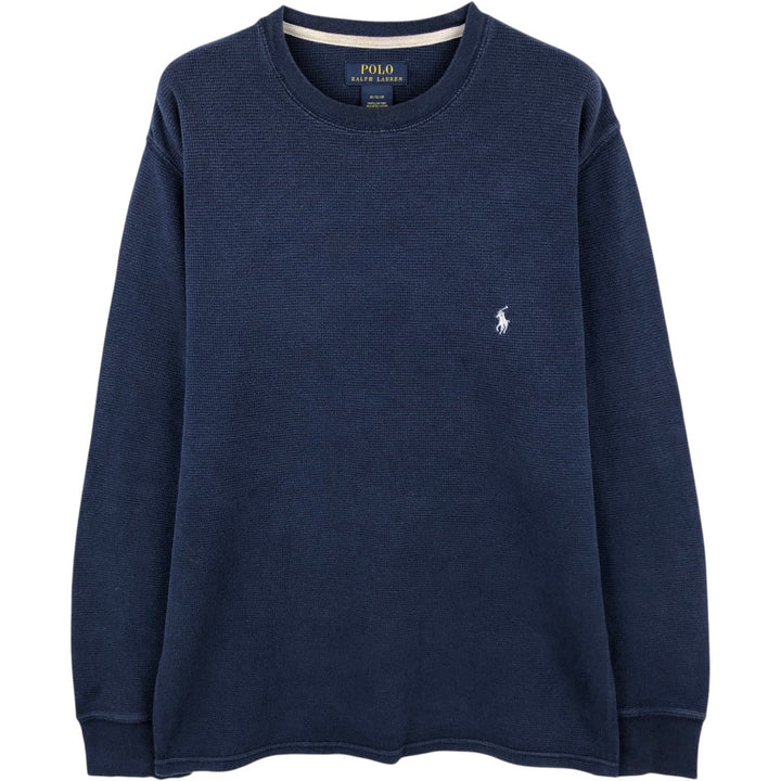 Ralph Lauren POLO RALPH LAUREN Thermal Long T-shirt Waffle Men's M size cotton navy blue type Vintage Second Hand