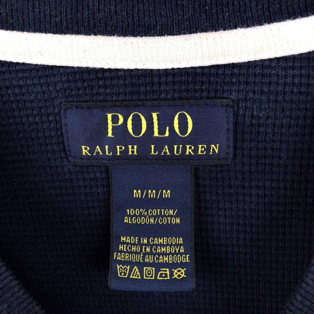 Ralph Lauren POLO RALPH LAUREN Thermal Long T-shirt Waffle Men's M size cotton navy blue type Vintage Second Hand