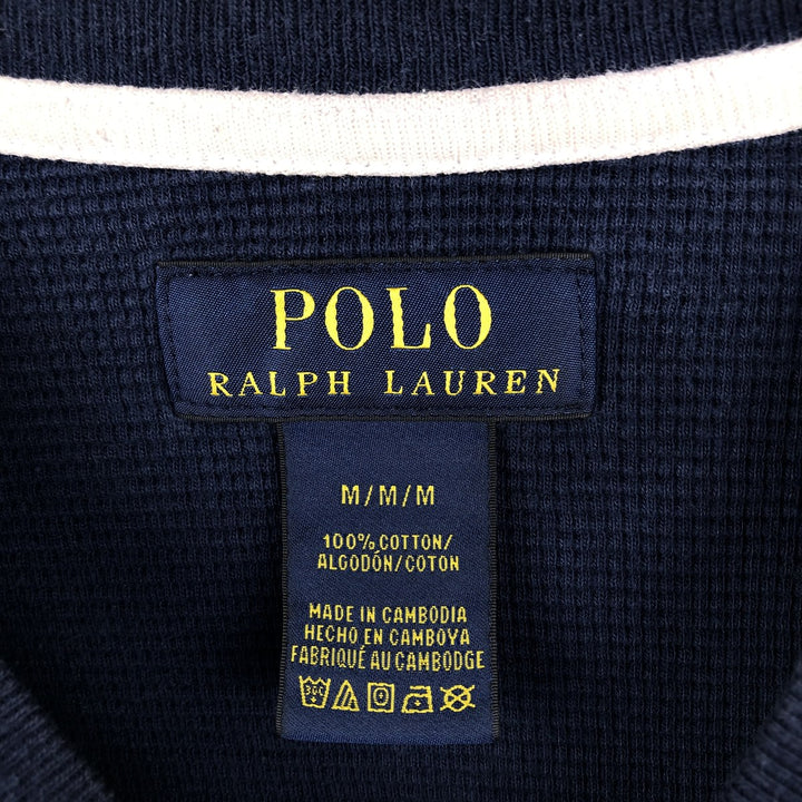 Ralph Lauren POLO RALPH LAUREN Thermal Long T-shirt Waffle Men's M size cotton navy blue type Vintage Second Hand