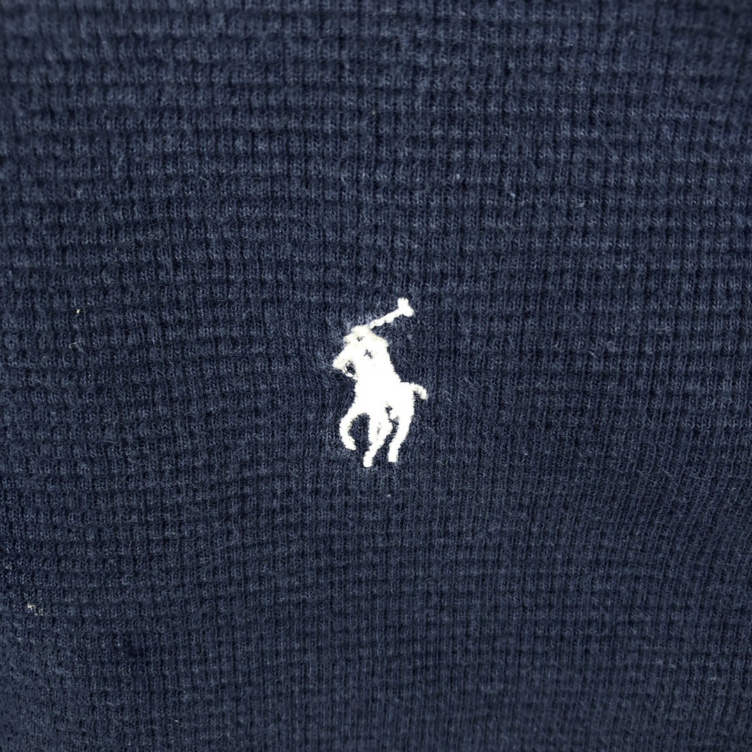 Ralph Lauren POLO RALPH LAUREN Thermal Long T-shirt Waffle Men's M size cotton navy blue type Vintage Second Hand