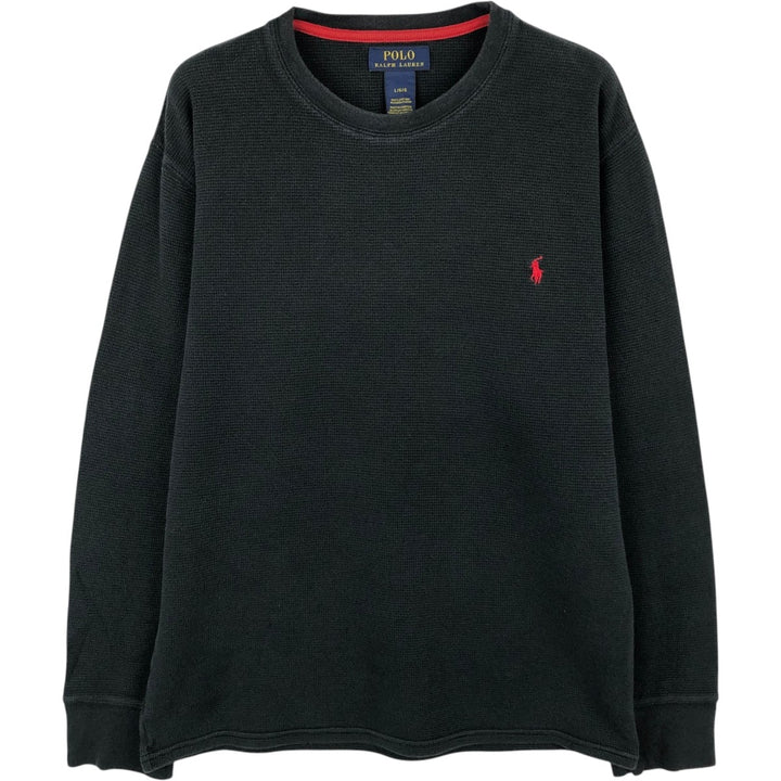Ralph Lauren POLO RALPH LAUREN Thermal Long T-Shirt Men's Size L cotton black type Vintage Second Hand