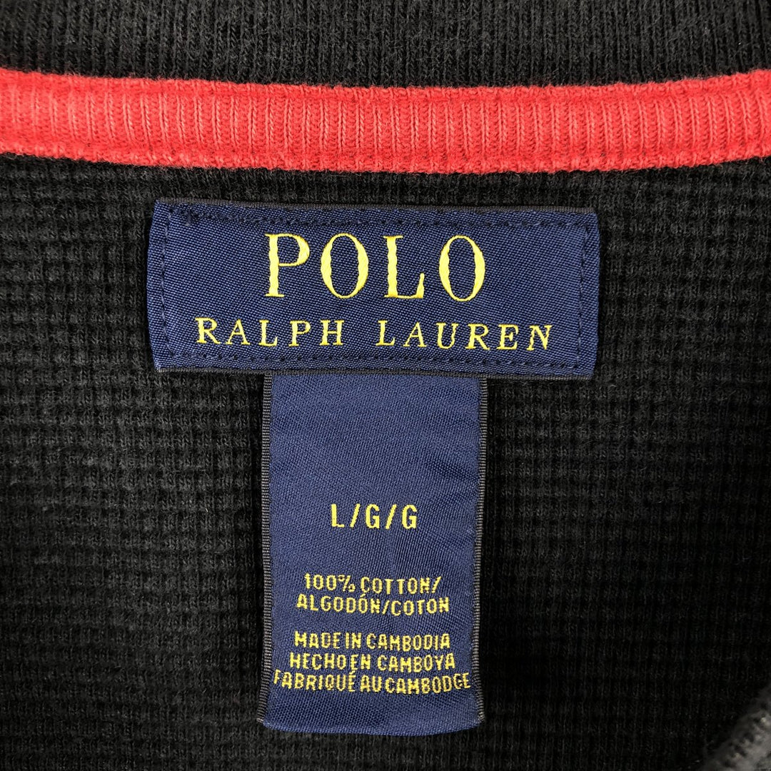 Ralph Lauren POLO RALPH LAUREN Thermal Long T-Shirt Men's Size L cotton black type Vintage Second Hand