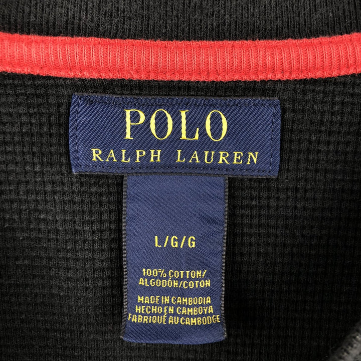Ralph Lauren POLO RALPH LAUREN Thermal Long T-Shirt Men's Size L cotton black type Vintage Second Hand