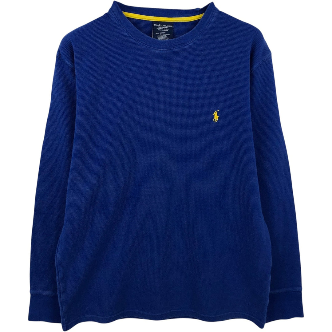 Ralph Lauren Polo Ralph Lauren SLEEP WEAR Thermal Long-Sleeve T-Shirt, Waffle Pattern, Men's Size L (equivalent) cotton blue type Vintage Second Hand