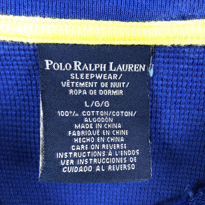 Ralph Lauren Polo Ralph Lauren SLEEP WEAR Thermal Long-Sleeve T-Shirt, Waffle Pattern, Men's Size L (equivalent) cotton blue type Vintage Second Hand